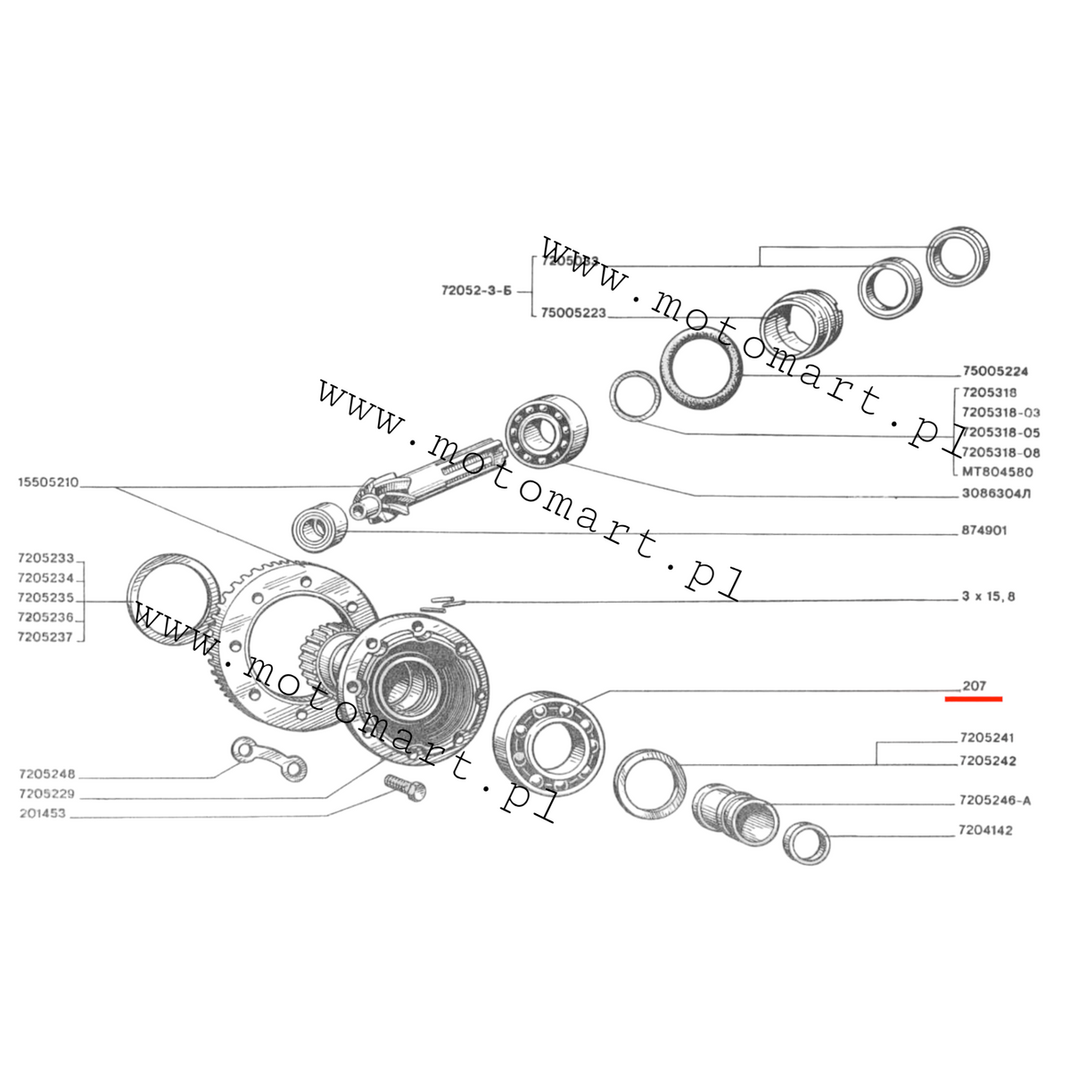 LAGER des Antriebs 207 Dniepr MT Ural K750 M72 Angriff Differentialgetriebelager