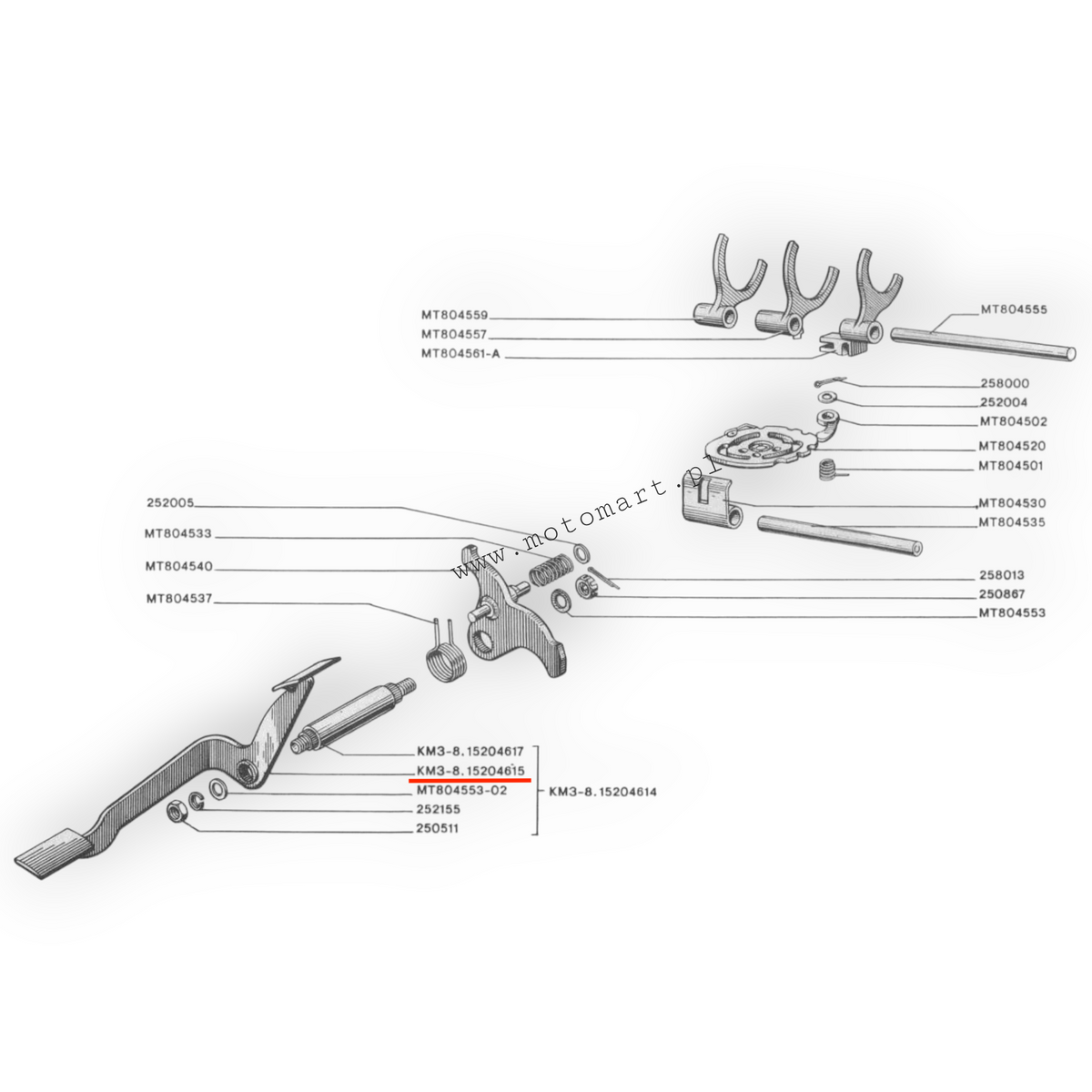 Gear shift lever Dnepr MT, Ural, K750, M72 pedal