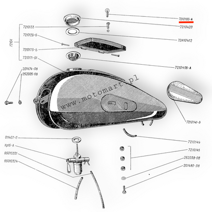 CHIAVE sportello vano serbatoio VITE con dado M72 K750 Ural Dnepr