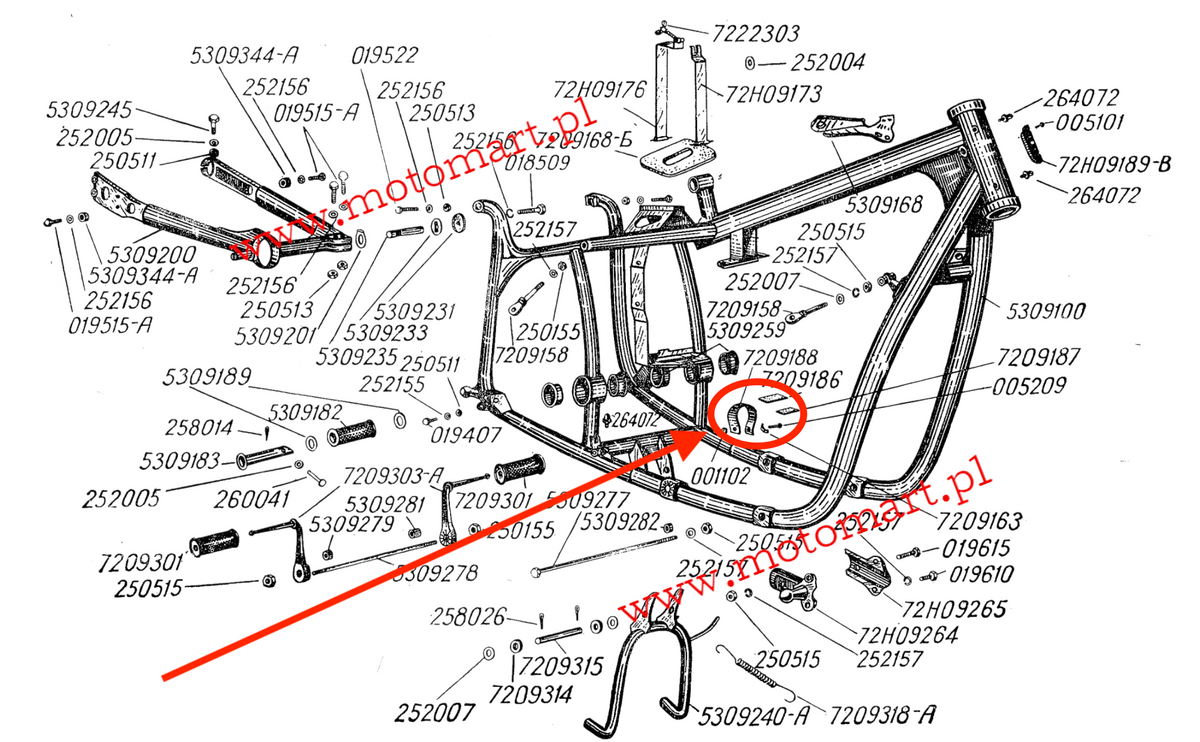 Kick-start bumper M72 K750 Ural Dnieper MT kick-starter box rubber frame