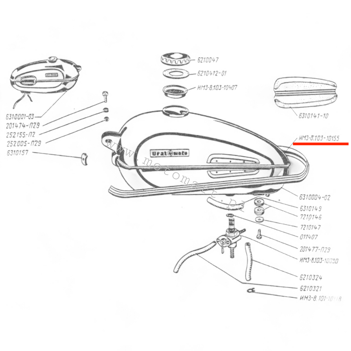 Fascia serbatoio Ural fascetta serbatoio morsetto kedra duma copertura nastro